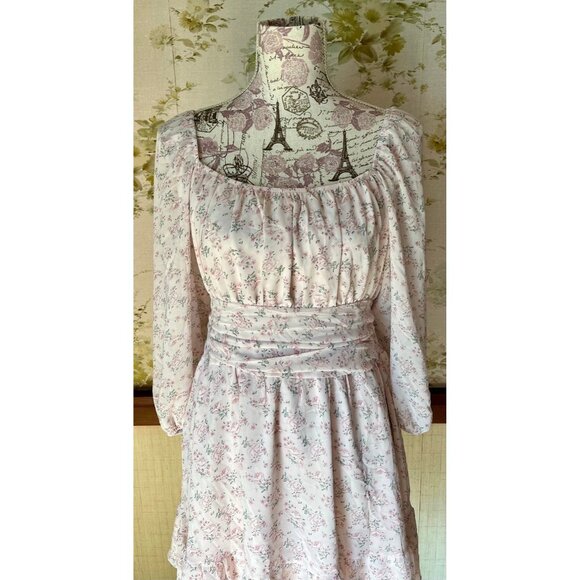 Tie Back Casual Dress Lantern Sleeve Dress Tie Back Sundress - Picture 2 of 7